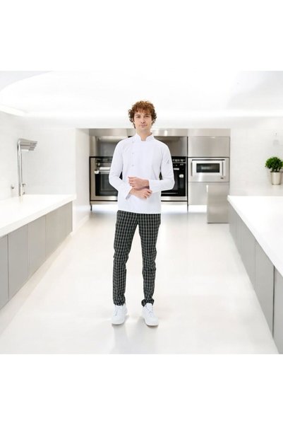 Dinçer Atakan İş Elbiseleri Chefpro Men's White Chef Jacket Cook Clothing