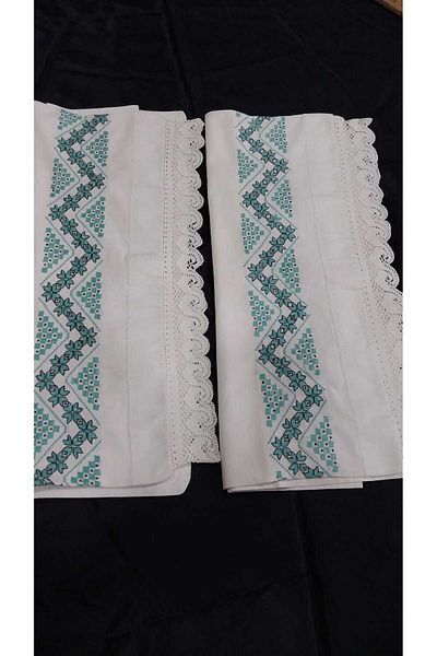 Papatyam Hand Knitted 2 Pillows (70X45) Lace Vintage Handicrafts