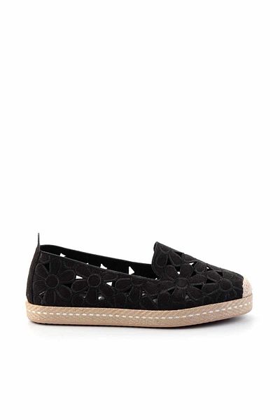 Bambi Damen-Espadrille K aus schwarzem Wildleder 01117992302
