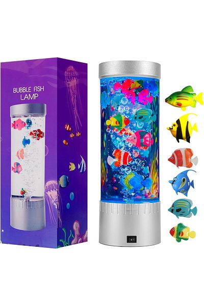 AWH Bubble Fish Lamp, LED Aquarium Sensory Light, Colorful Bubble Tube for Any Room