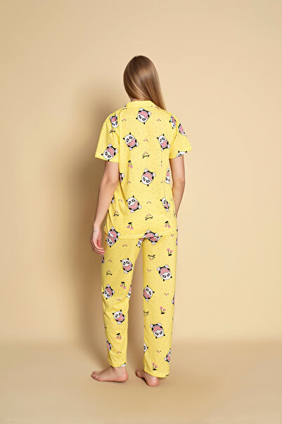 CALİA Yazlık Swetty Baskılı Kısa Kol Pijama Takımı Yeni Sezon