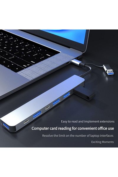 COOYA Multi-port USB-C Laptop Docking Station, USB 3.0, 5 USB Ports, 7 in 1 USB C to HDMI Hub Adapter