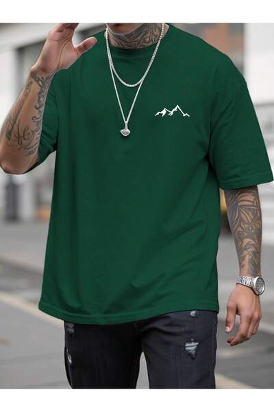 EVIus Ανδρικό, Γυναικείο, Μινιμαλιστικό Μπλουζάκι Mountain με τύπωμα , oversized ,