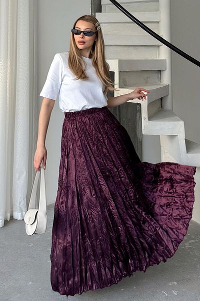 Olcay Fusta din satin șifonată cu talie elastică DAMSON 7059 Pantofi