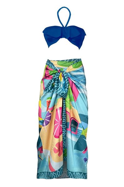 Bolder Lana-Beach&Sea Pattern Pareo Non-Exposed Shiny Fabric-95Cm*145Cm