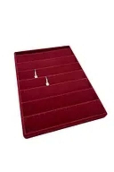 MeGass Dekor Domestic Production Palace Bosnia Model Suede Fabric Burgundy Color 34/24 cm Stepped Drawer Inside Earring Stand