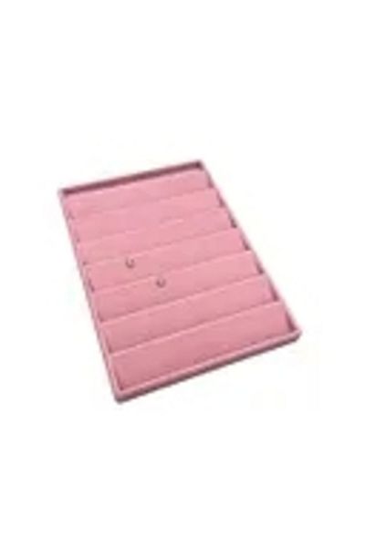 MeGass Dekor Domestic Production Palace Bosnia Model Suede Fabric Pink Color 34/24 cm Gradual Drawer Earring Stand