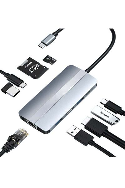 COOYA Docking Station USB C Hub, 9 in 1 with 100W PD Charging 4K HDMI, SD/TF Card Reader, LED Indicator
