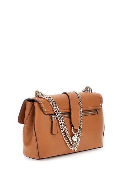 Guess Nastra Convertible Xbody Flap Women's Brown Crossbody Bag Hwbg9637210-Car