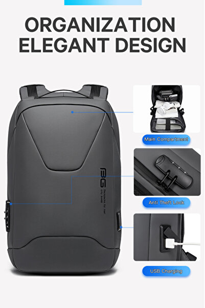 BANGE Bungee 15.6 Inch Waterproof Backpack for Men with USB Port