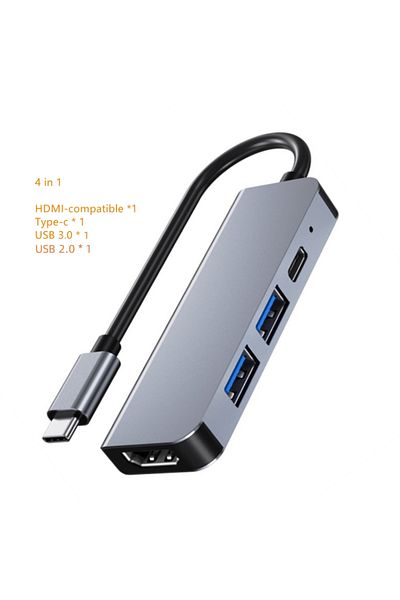 Choice grey 4 in 1 USB C Hub to 4K HDMI-Compatible SD TF Card Reader USB 3.0 2.0 Type C Charging Docking fo
