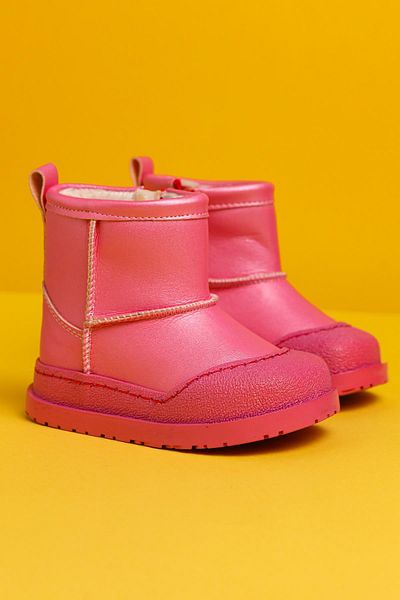 Limoya Βρεφικά μποτάκια Gilla Fuchsia με λεπτομέρεια αντίστροφης ραφής και γούνα στο εσωτερικό