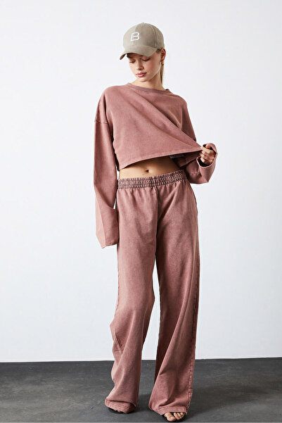 Beyyoglu Yıkamalı Crop Sweatshirt