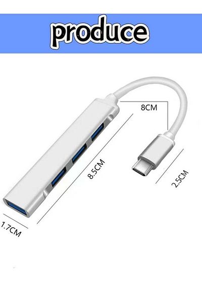 COOYA موزع USB من النوع C 4 في 1، موزع USB محمول 4 منافذ متوافق مع محطة إرساء USB صغيرة
