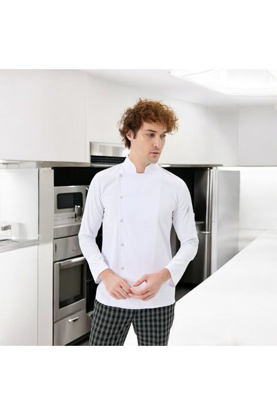 Dinçer Atakan İş Elbiseleri Chefpro Men's White Chef Jacket Cook Clothing