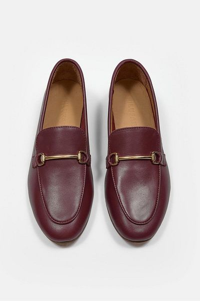 NILUFARR Loafer de damă Livia Burgundy din piele naturală