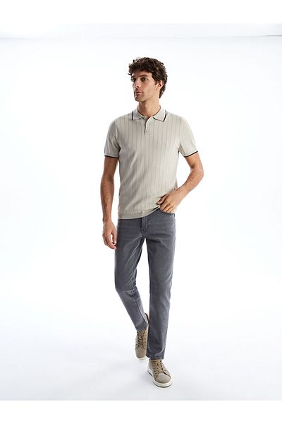 LC Waikiki Ανδρικό πλεκτό μπλουζάκι Standard Mold Viscose Blended Fabric Polo Neck