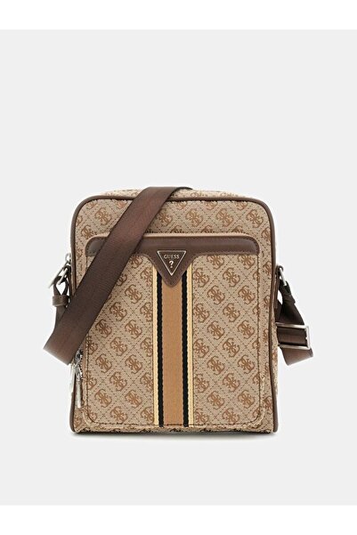 Guess MILANO TOP ZIP XBDY W FRT PCKT Чоловіча бежева/коричнева сумка через плече HMMISTP5160-BBO