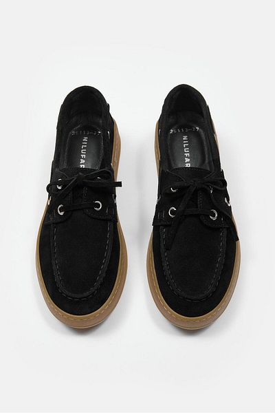 NILUFARR Mainoo Black Suede Genuine Leather Women's Loafer