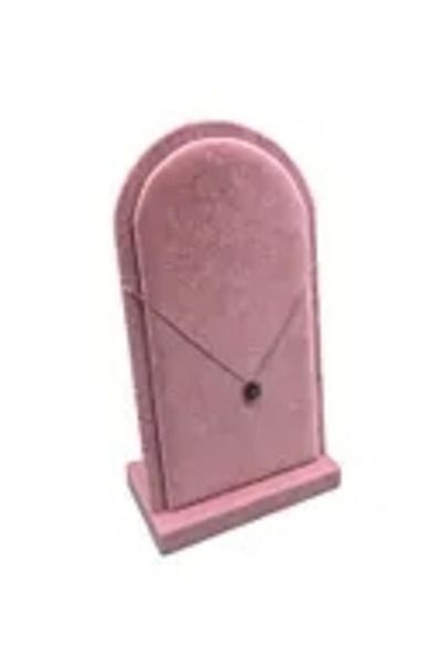 MeGass Dekor Domestic Production Batum Model Suede Fabric Pink Color 26/15 cm Standing Necklace Display Stand