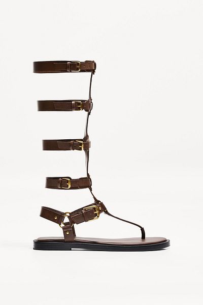 Bershka Flat knee-high sandals