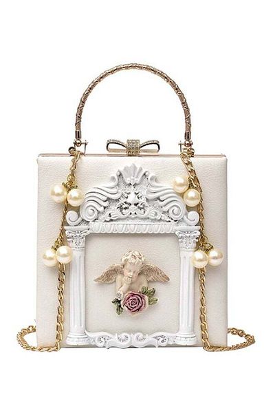 Generic All Match Pearls Inlay Stylish Faddish Mini Bag Beige