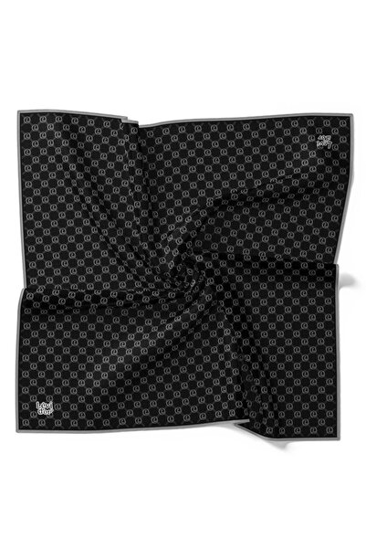 Levidor Μεταξωτό μαντήλι τουίλ 4202 με γεωμετρικό σχέδιο ΜΑΥΡΟ-ΓΚΡΙ