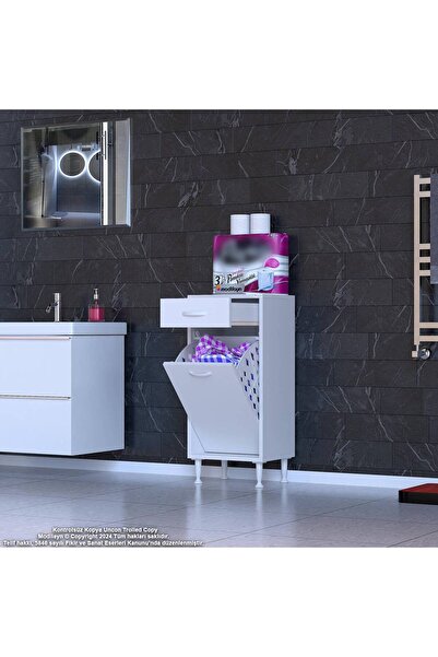 Modilayn EMİR 35x88x32,5 cm 1 Göz Sepetli kirli çamaşır pratik çok foksiyonlu düzenleyici dolap