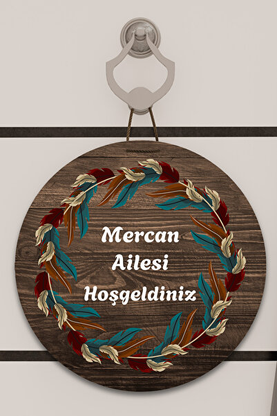 Dormot Home Imprimare digitală pe lemn, ornament pentru ușă cu model de pene ...