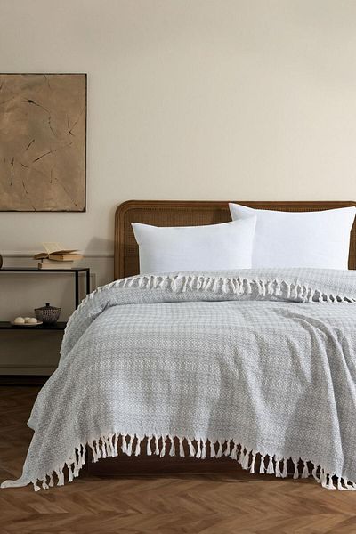 VAROL Diamond series - Natural Peshtemal Pique Bedspread 100% Cotton