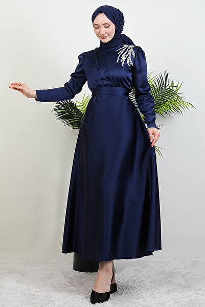 Giza Giyim Omzu Taşlı Sate Abiye Lacivert