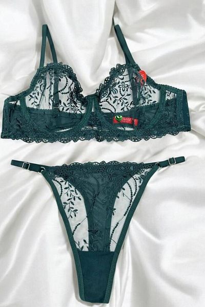 Moldina Σετ σουτιέν με πράσινο Brode Plus Size Πρωτοχρονιάτικο Ημέρα του Αγίου Βαλεντίνου
