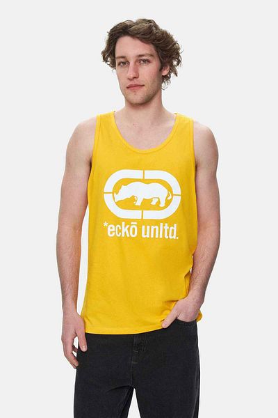 ECKO UNLTD Wilber Yellow Zero Sleeve Printed Loose Fit Men's Tshirt