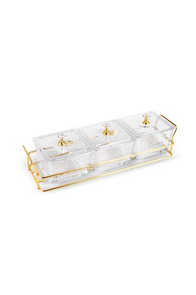 Karaca Maria Cam Decorative 3-Piece Presentation Bowl / Breakfast Gold 30 X 10 cm