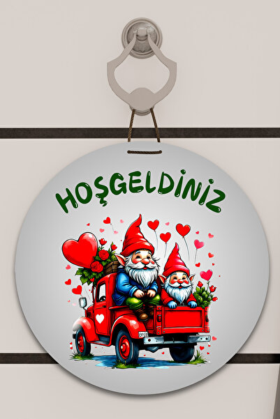 Dormot Home Imprimare digitală gri, ornament pentru ușă cu model de pitici ad...