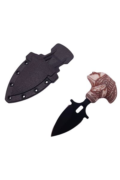 Depox Cuțit tactic de vânătoare IdeallStore®, Shaman Goddess, 8,5 cm, negru, teacă cu clemă pentru curea