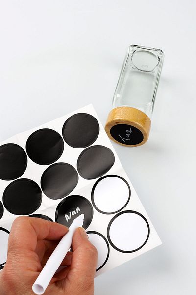 Porselen Diyarı 6-Piece Square Glass Spices Jar with Writable Label Pen Gift