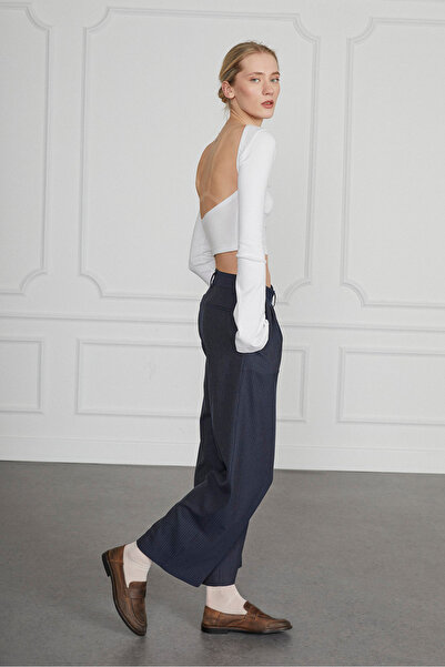 Beyyoglu Çizgili Pileli Palazzo Pantolon