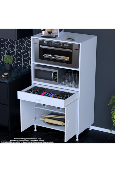 Modilayn MODİLAYN XXXL-BİRCE LİNA MİNİ MİDİ MİKRODALGA FIRIN DOLABI 80x162,4x48 cm 1 ÇEKMECE 2 KAPAK 4 GÖZ