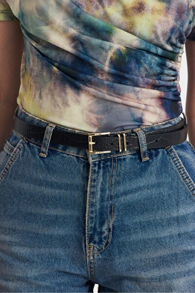 Rays Curea cu cataramă aurie cu model crocodil negru418