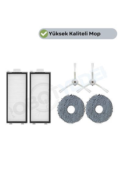 robotyedek Roborock Q Revo Master Compatible Hepa Filter White Side Brush Mop-6 Pieces
