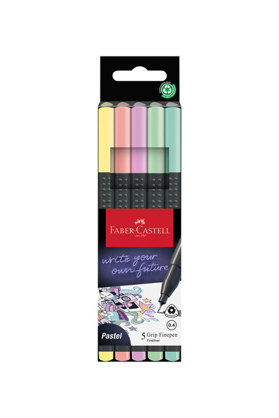 Faber Castell Grip Finepen İnce Keçe Uçlu Kalem Seti, 5’li, Pastel Renkler, 0...