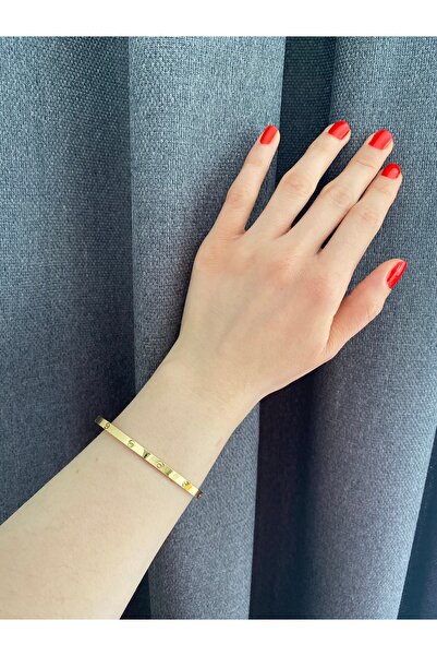 Lucky BE Collection LUCKY B&E 54MM SADE ÇELİK (İNCE) KELEPÇE BİLEKLİK GOLD