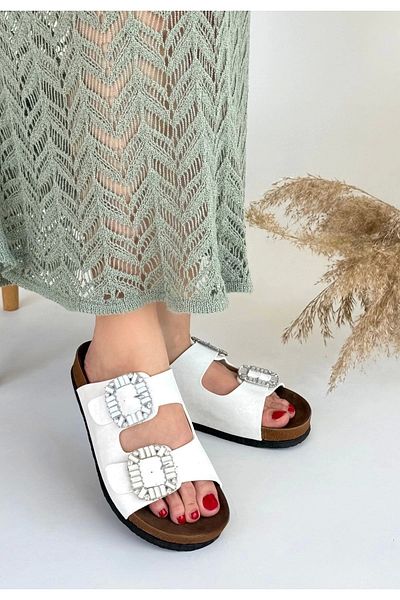 E BULURUM Nool White Nubuck Slippers