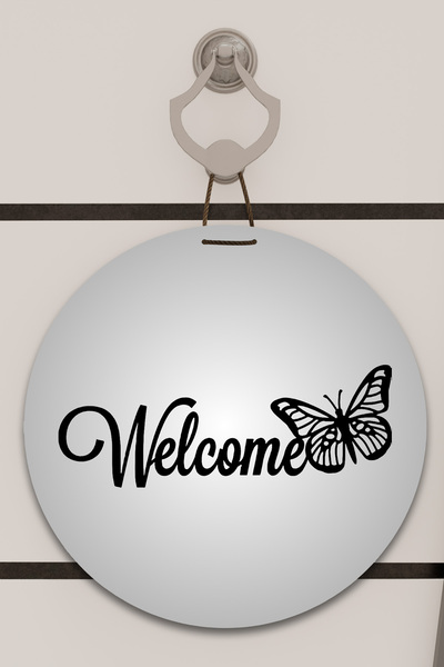 Dormot Home Imprimare digitală gri, ornament pentru ușă cu model de fluturi d...