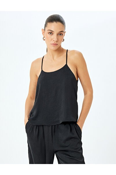Koton Thin Strap Halter Neck Satin Tank Top