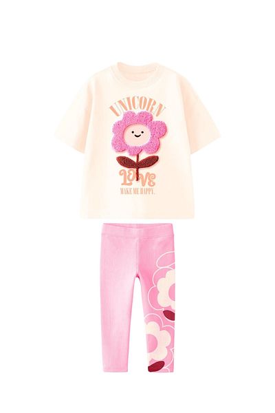 Daisy Dolly Set de jambiere tricou 3D din bumbac pentru fete