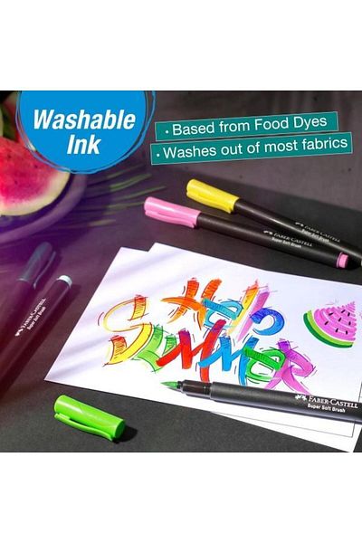 Faber Castell Black Edition Felt Pen Brush Tip 10 Pack Bright Colors Suitable for Writing and Painting
