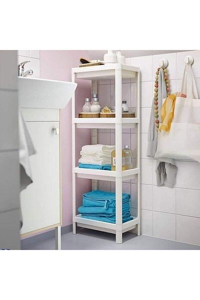 Omaş Household Product Λευκό ράφι μπάνιου, ράφι οργάνωσης, πολύ χρήσιμη μονάδα ραφιών