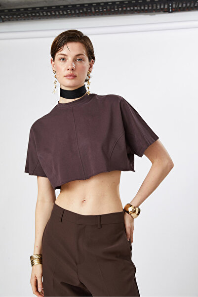 Beyyoglu Dikiş Detaylı Crop Tshirt